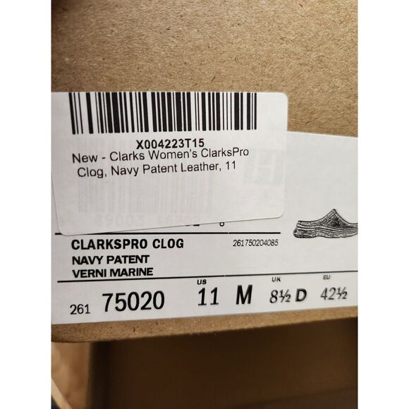 Clarks Pro Clog Women's Size 11 Navy Patent - Picture 8 of 9